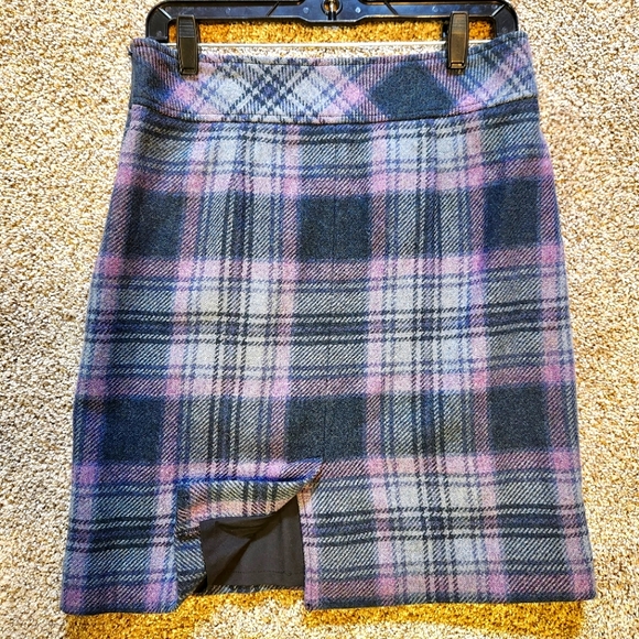 Vintage LL BEAN Wool Skirt Plaid Lined Gray & Purple Preppy Size 6P/30"⚘️HP⚘️ - Picture 2 of 9